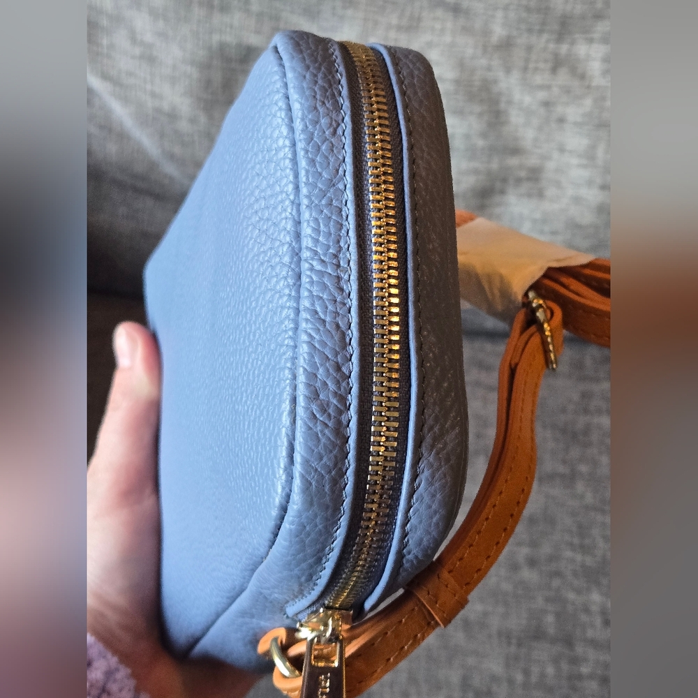NEW Valentina Genuine Leather Small Crossbody Bag Blue Made In Italy - Picture 10 of 12